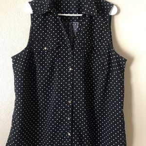 Plus size Black blouse, tiny white dots, size 2x.